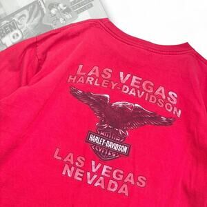 Vintage Y2K Red / Black Grunge Harley Davidson Los Angeles Nevada Graphic Tee
